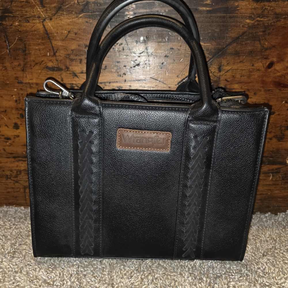 Wrangler Black Satchel with Brown Accents